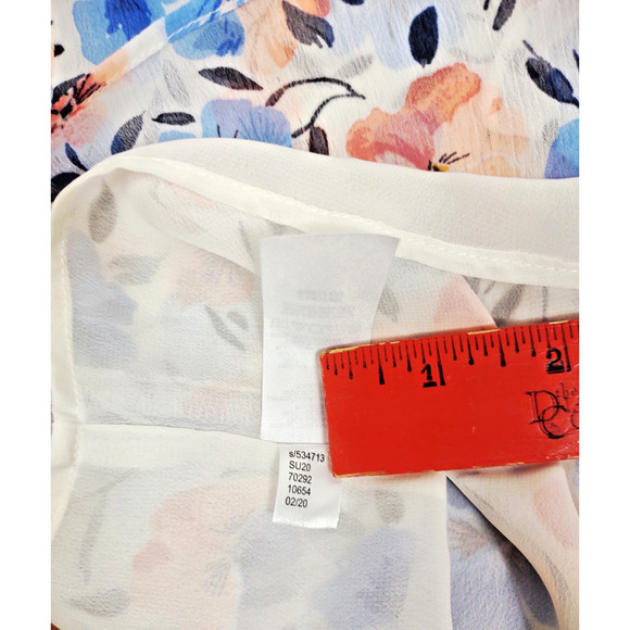 Ann Taylor Factory Women's Sleeveless Floral Top With Ruffle V Neck Size 10 - Picture 8 of 11